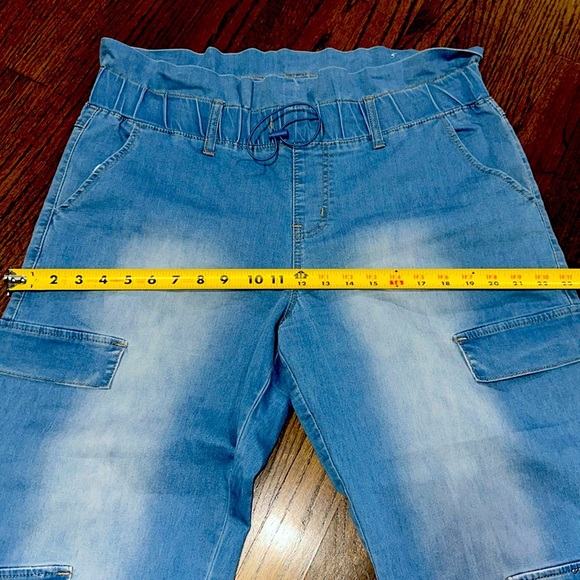 Drawstring Waist Light Thin Denim Capri Joggers With Pockets 16 - Picture 7 of 10